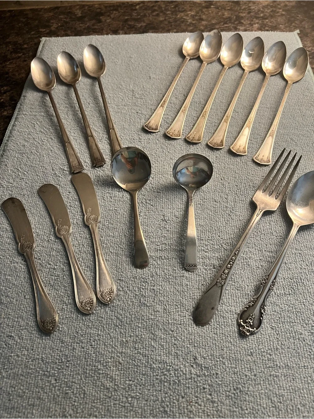 Silver Flatware Set - Assorted Spoons, Butter Knives & Serving Pieces